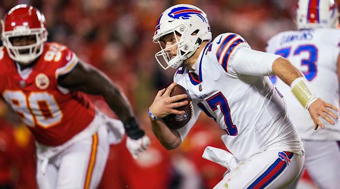 Josh Allen running against the Chiefs in the 2021 AFC Championship Game
